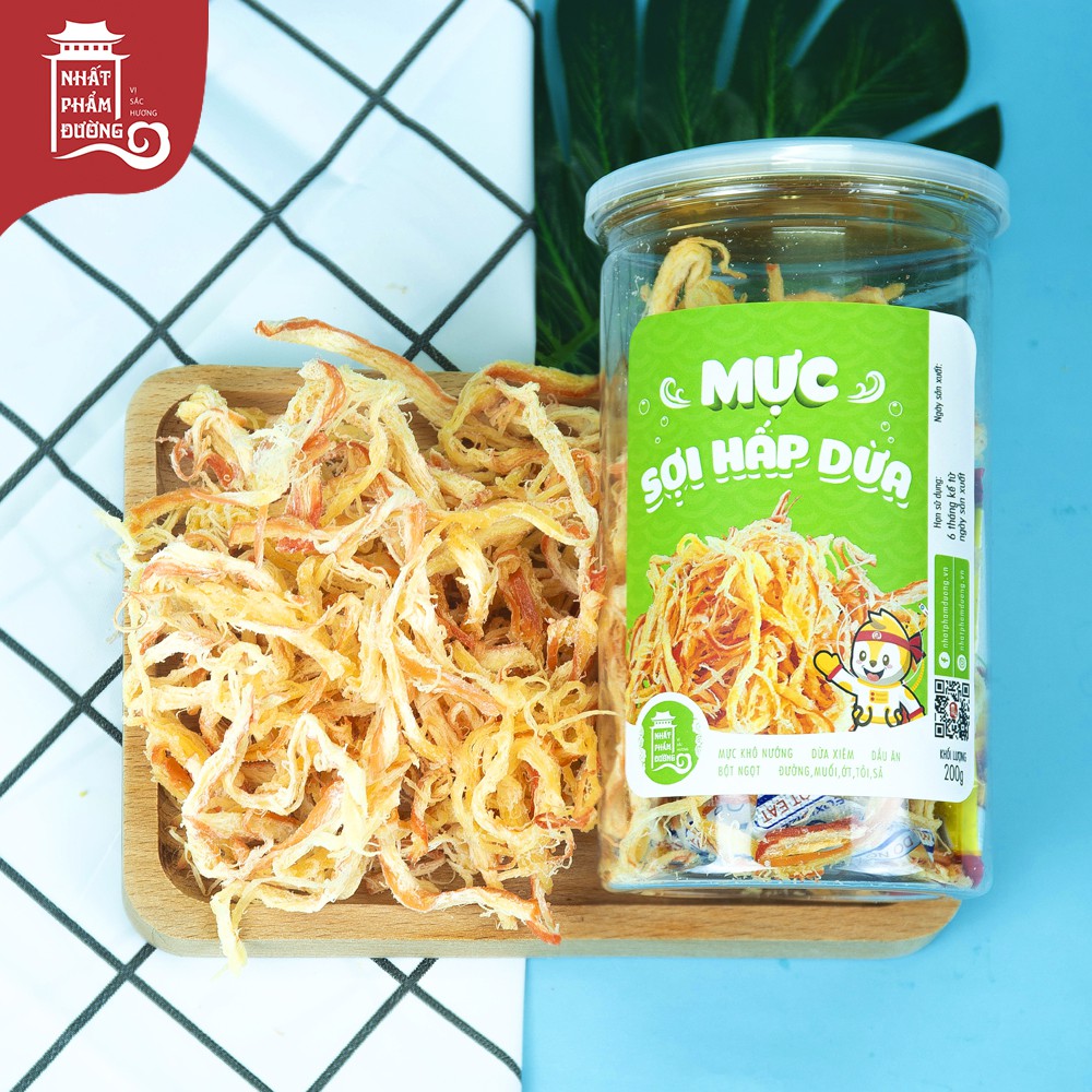 Mực hấp nước dừa Nhất Phẩm Đường 200g đồ ăn vặt mực khô xé sợi mềm ngọt | BigBuy360 - bigbuy360.vn