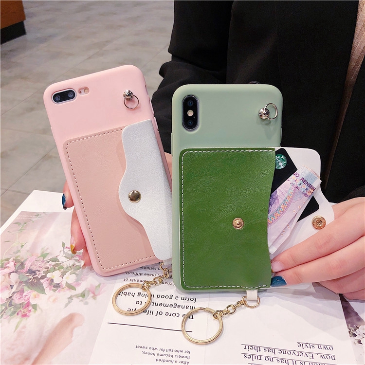 Ốp điện thoại Pocket Card soft with strap Phone Case cho xiaomi poco m3 X3 NFC X2 mi A1 A2 A3 MI note 10 LITE 10T pro 9T phone cover