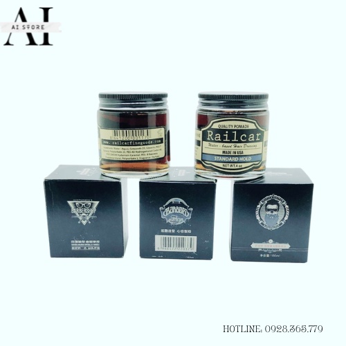 Sáp vuốt tóc Railcar Quality Pomade 100gr tạo kiểu giữ nếp cho tóc. HÀNG CHÍNH HÃNG. AI Store