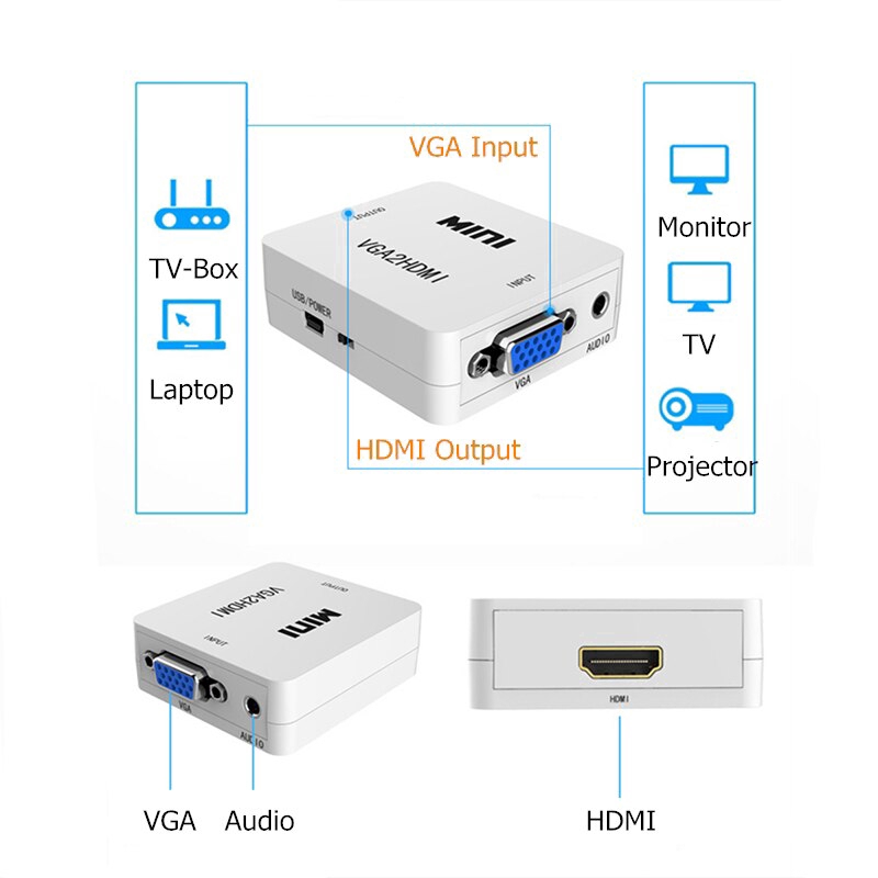 Cáp Chuyển Đổi Âm Thanh Đầu Cắm VGA Sang HDMI 1080P Cho Màn Hình HDTV / Máy Chiếu / PS3