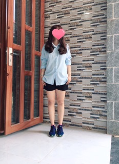 Áo Sơ mi oversize tay dài xanh