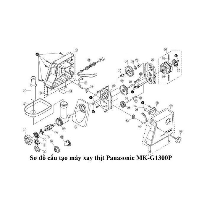 Máy xay thịt Panasonic MK-MG1300 (Trắng) - Hàng nhập khẩu