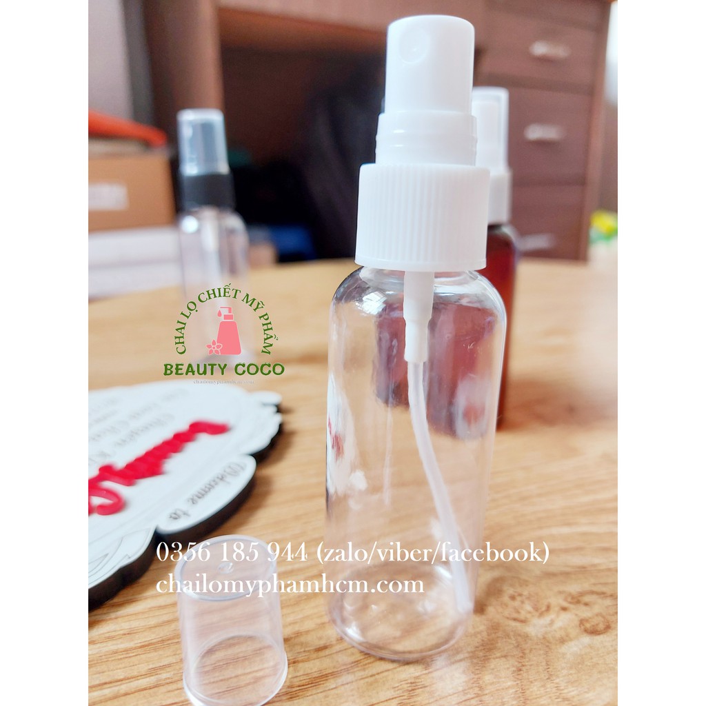 Chai xịt phun sương 50ml lọ nhựa chiết mỹ phẩm Đựng Nước Rửa Tay