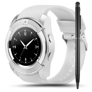 đồng hồ thông minh v8 mặt tròn thời trang sang trọng trắng nghe gọi như điện thoại tặng bút viết cảm ứng