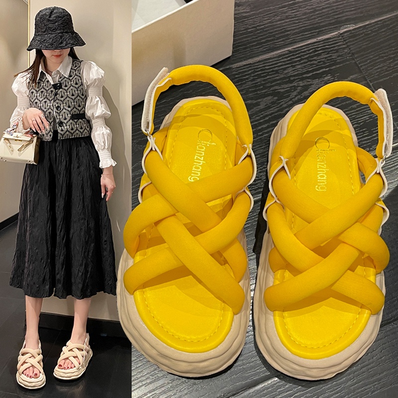 ❤️Giày Sandal Dây Đan Chéo Màu Sắc Xinh Xắn Chống Trượt Cho Nữ