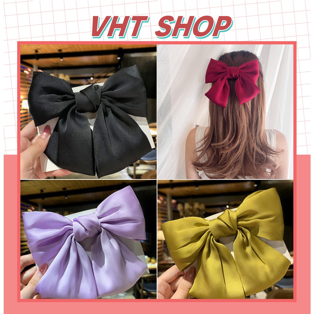 Kẹp tóc lụa nơ sau, kẹp tóc Hàn Quốc nữ đẹp nhiều màu thời trang xinh xắn - VHT SHOP