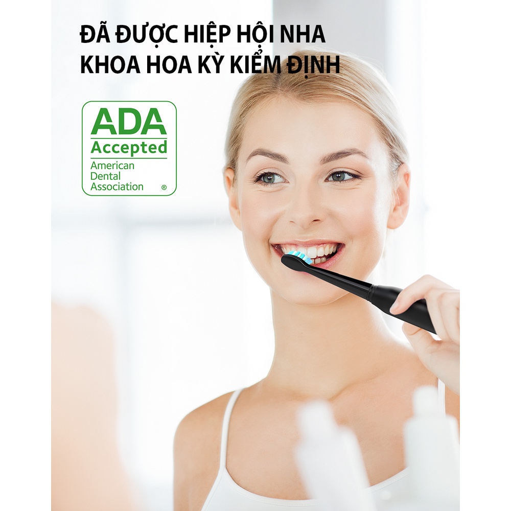 Bàn chải đánh răng điện Fairywill D7+ 4 đầu bàn chải thay thế. 5 chế độ làm sạch. Công nghệ làm sạch bằng sóng siêu âm
