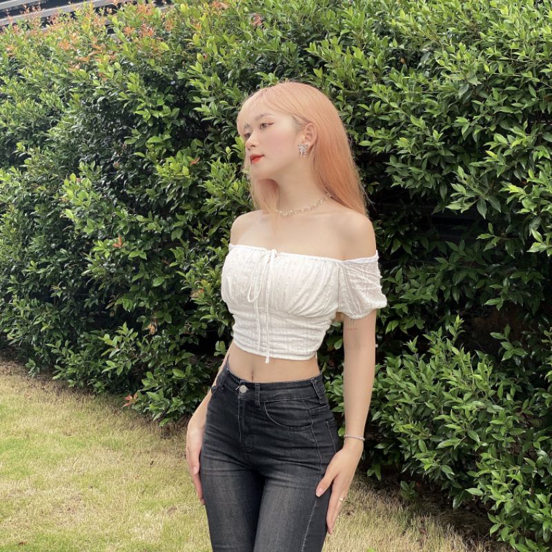 Áo Chloe croptop rút dây buộc nơ ngực