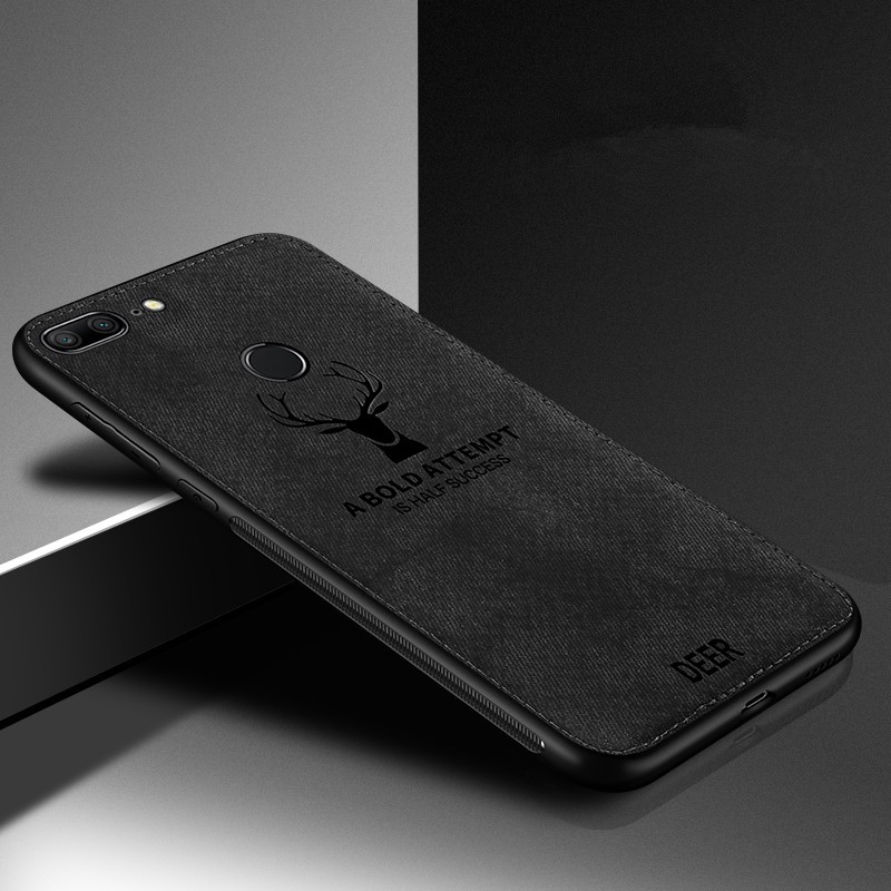 Ốp điện thoại mặt vải thêu hình hươu cổ điển dành cho Huawei Honor 9/10