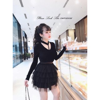 Chân váy ren ngắn tầng