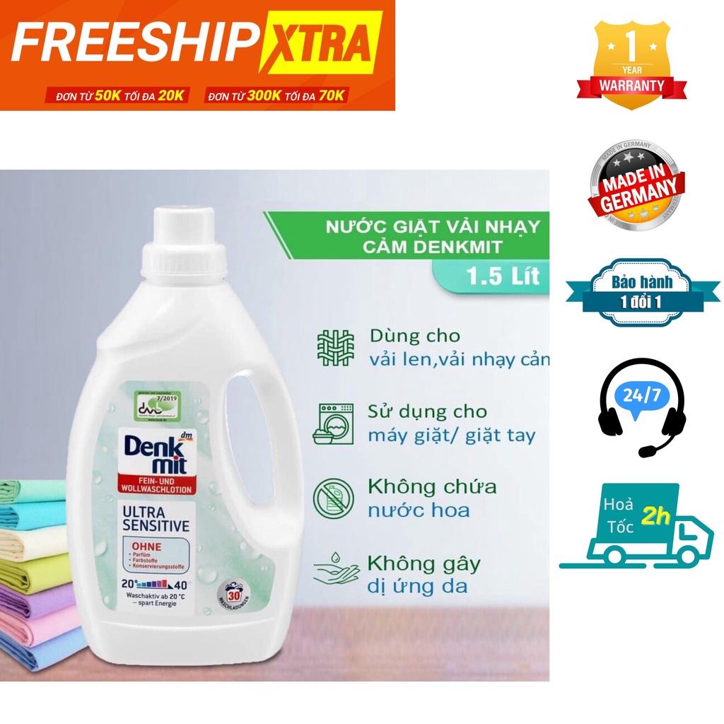 Nước giặt làm mềm vải da, len dành cho trẻ em, da nhạy cảm Denkmit
