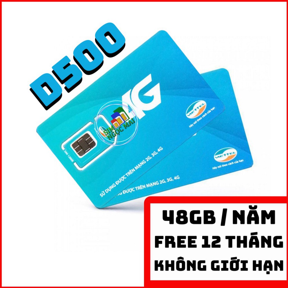 [FREESHIP] Sim 4G Viettel D500 - D500T  5Gb/tháng Trọn Gói 1 Năm Không Nạp Tiền - NGHE GỌI ĐƯỢC