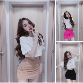 Set Áo Croptop Basic + Chân Váy Midi (Có Lót Quần) Siêu Hot ANLY52