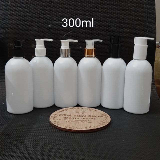 Chai nhựa trắng 300ml vòi ấn