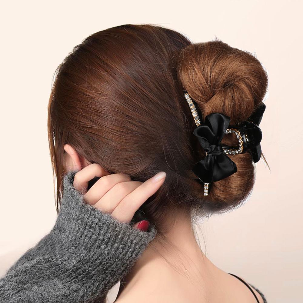 MELODG Kẹp Tóc Hình Nơ Đính Đá Thời Trang