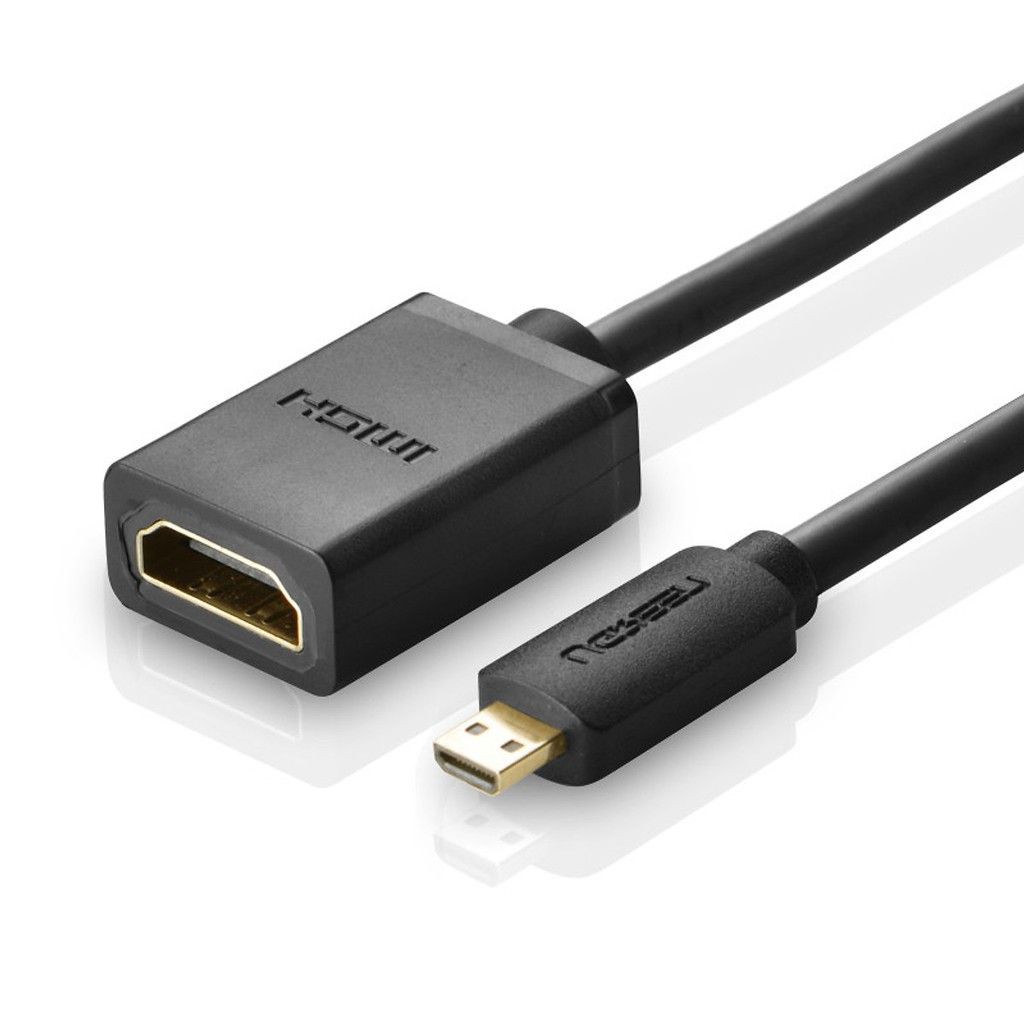 Cáp chuyển đổi micro HDMI đực sang HDMI cái dài 20cm UGREEN 20134 (màu đen) - Hàng chính hãng bảo hành 12 tháng