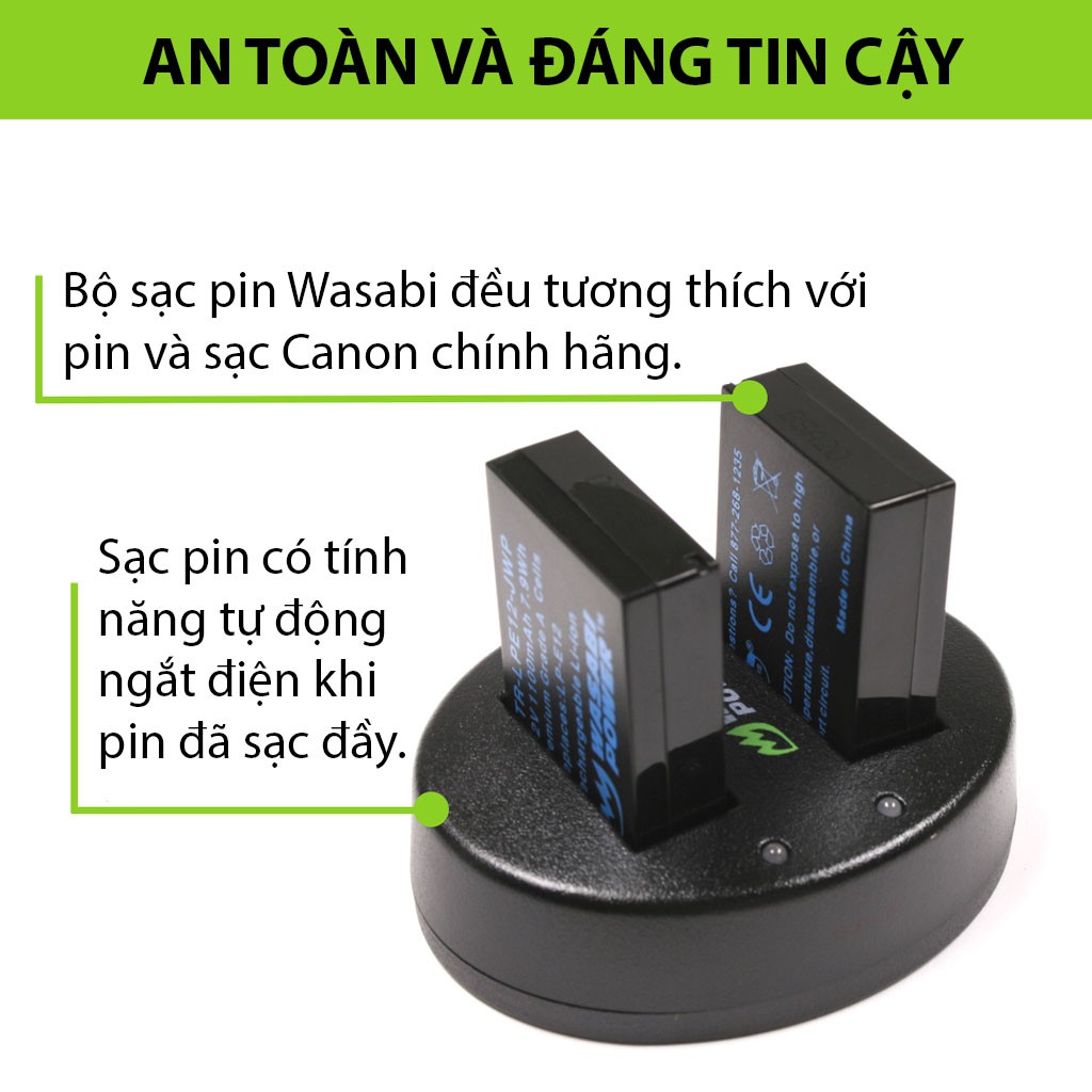 Bộ pin sạc cho Canon - Wasabi LP-E12