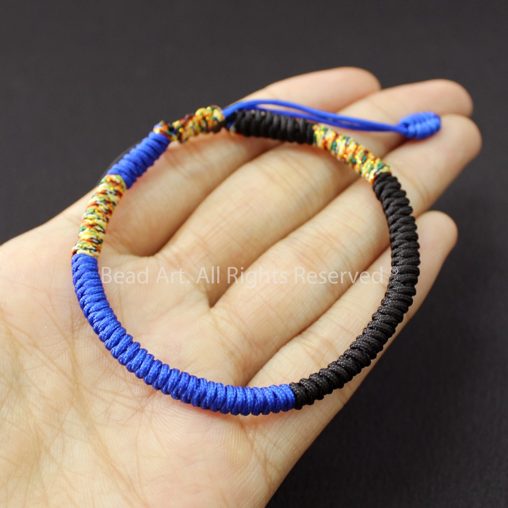 Vòng Tay Dây Ngũ Sắc Thắt Chỉ Màu Tibet Handmade (ĐEN-XANH DƯƠNG), Vòng Tay Phong Thuỷ, Hợp Mệnh Thuỷ, Mộc S48 - Bead Ar