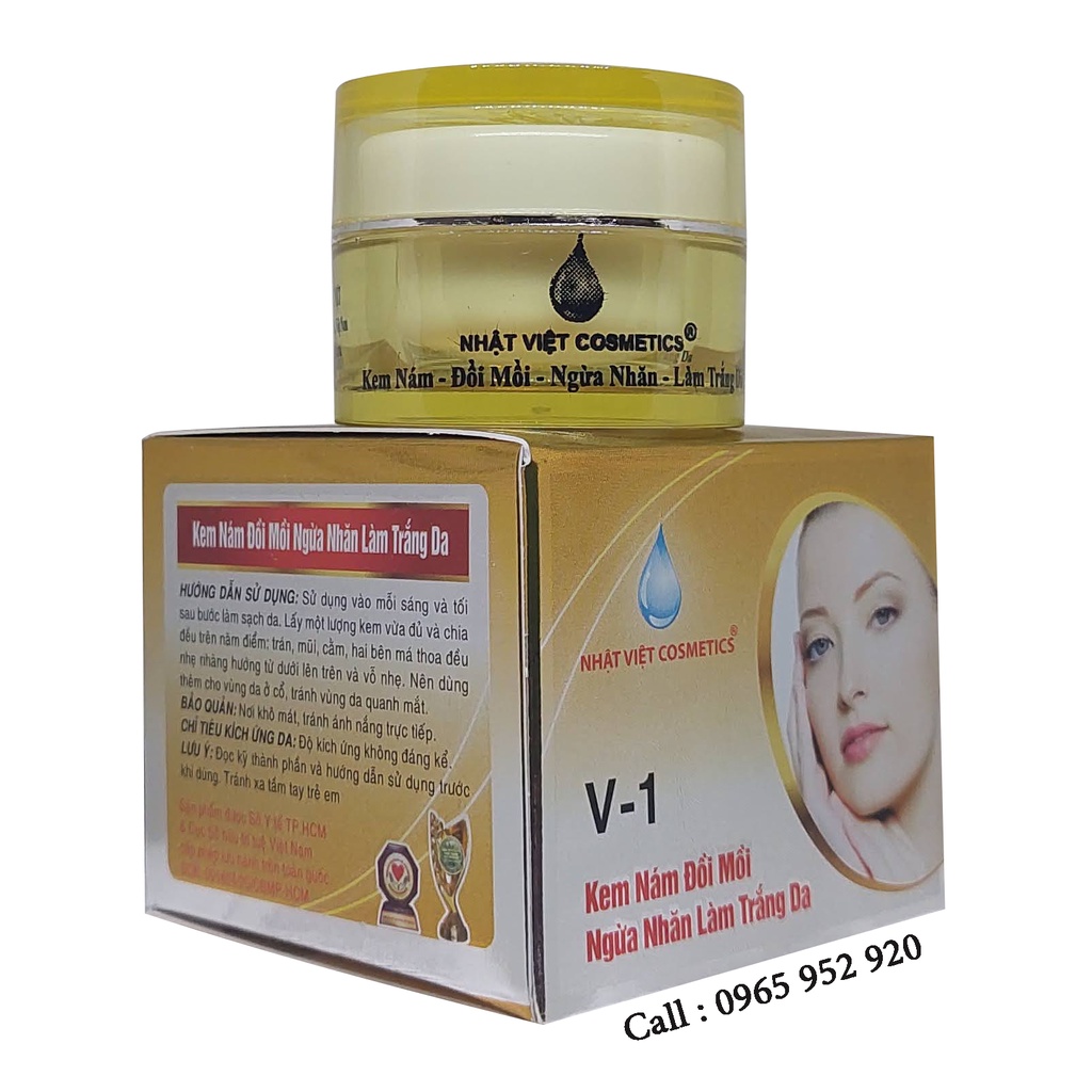 KEM NÁM ĐỒI MỒI NGỪA NHĂN LÀM TRẮNG DA NGỌC TRAI ĐEN SỮA ONG CHÚA V1 NHẬT VIỆT COSMETICS 6G