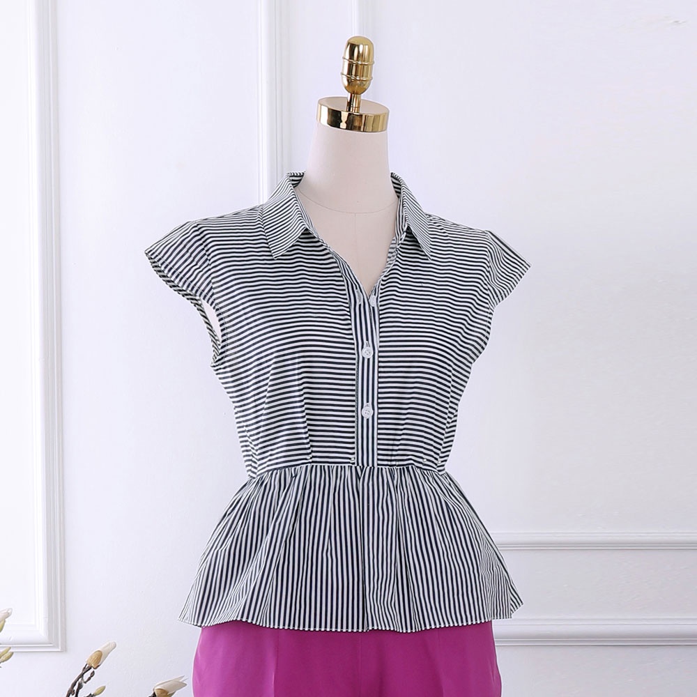 Áo sơ mi nữ tay bèo, chun eo nữ tính, vạt xòe, cổ nam châm, hàng thiết kế cao cấp TK Fashion - SMK764