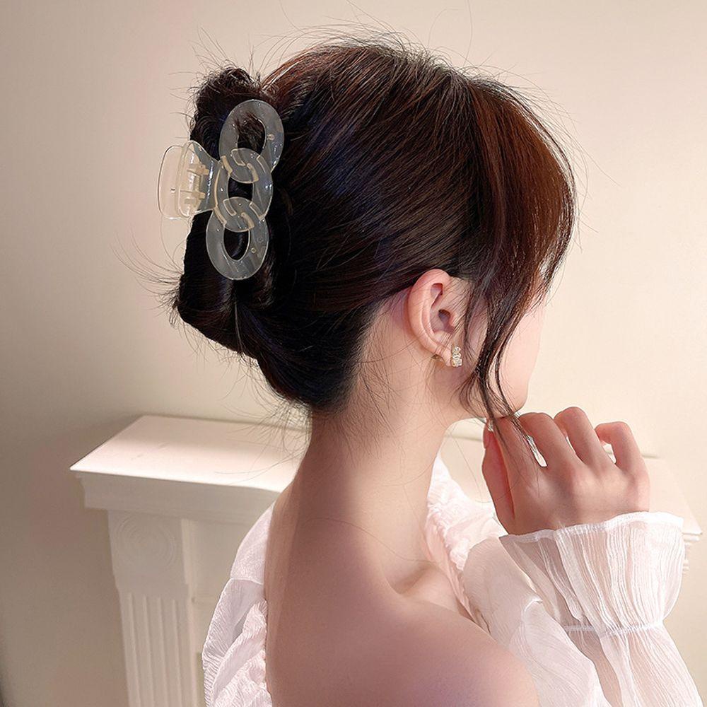 Kẹp Tóc Càng Cua Bằng Acrylic Trong Suốt Phối Dây Xích Thời Trang Cho Nữ