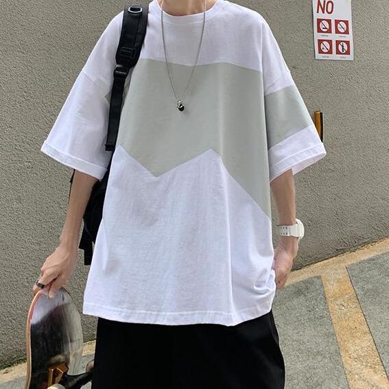 Áo Thun Cotton Tay Ngắn Màu Trơn Dáng Rộng Thời Trang Mùa Hè Phong Cách Hàn Quốc Cho Nam