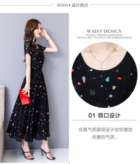 Đầm dự tiệc ĐẦM MAXI ĐEN CHẤM BI