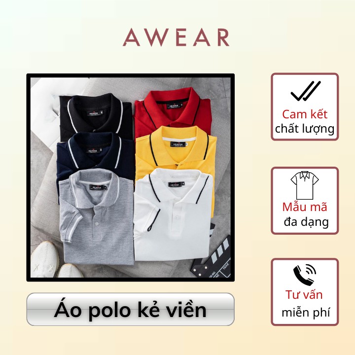 Áo polo nam Awear Clo AP07 loại áo thun nam có cổ kiểu áo ngắn tay kẻ viền có cổ sale 50% ao polo nam áo phông ôm thoáng