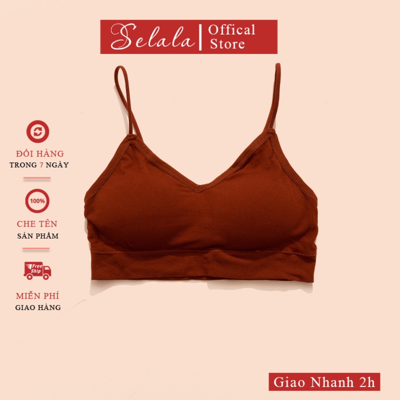 Áo Bra Selala 2 Dây Gân Tăm Cổ V Sexy Vải Mềm Thoải Mái BR25