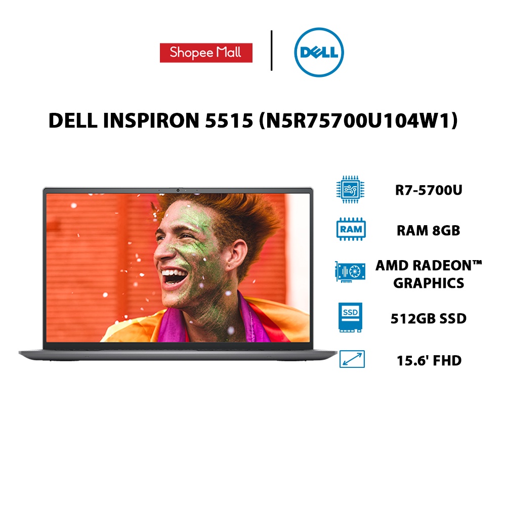 Laptop Dell Inspiron 5515 (N5R75700U104W1) (R7-5700U | 8GB | 512GB | 15.6' FHD | Win 11 | Office)