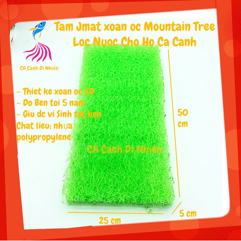 JMAT Xanh Lá Tấm lọc JMAT Mountain Tree xoắn ốc 25X50 cm bùi nhùi lọc nước hồ cá - khaditoys