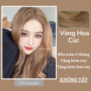 thuốc nhuộm tóc . nhuộm tóc màu vàng hoa cúc , thuốc nhuộm tóc không tẩy [ tặng kèm oxy trợ dưỡng và bao tay ]