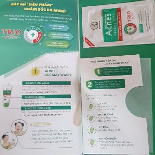 Kem rửa mặt Acnes CLEAR ACNE & ANTI-BACTERIA với công thức TRIO-ACTIV gói 3g