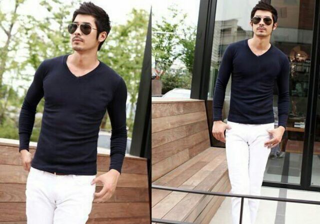 ÁO THUN NAM DÀI TAY CỔ TIM ĐẸP | BigBuy360 - bigbuy360.vn