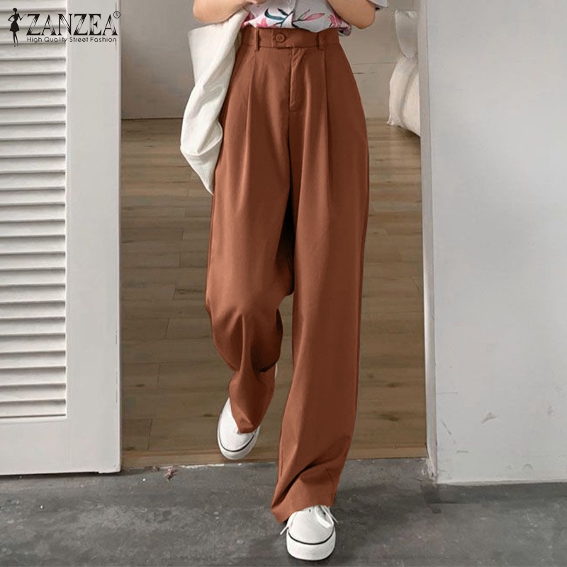 Quần dài ZANZEA ống rộng thời trang dành cho nữ