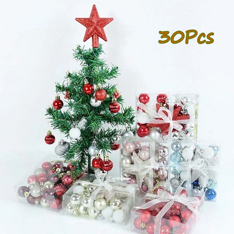 Bộ 30 Quả Châu Nhựa 3cm Trang Trí Cây Thông Giáng Sinh