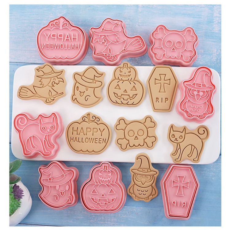 Set 8 Khuôn Cắt Bánh Quy Tạo Hình Chủ Đề Halloween Hoạt Hình