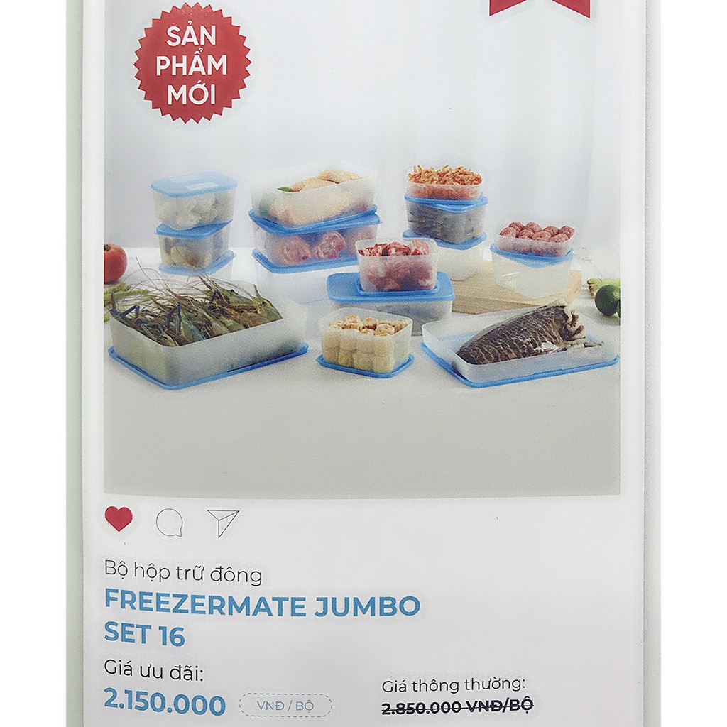 Tupperware - Bộ hộp trữ đông Freezermate Jumbo (16 hộp) GIẢM SỐC SỐ LƯỢNG CÓ HẠN