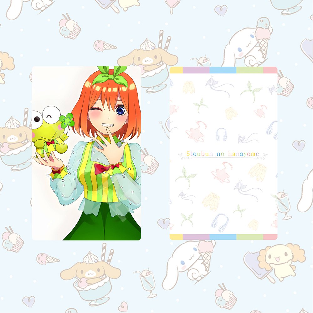 Ảnh card bo góc in hình Gotoubun No Hanayome ver SANRIO - Nhà Có 5 Nàng Dâu thẻ bo viền 5*8cm 1 tấm