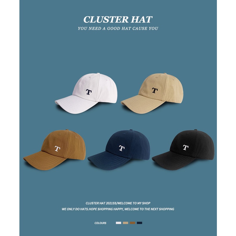 Mũ Lưỡi Trai Thêu Chữ T Màu Sắc Đơn Giản Phong Cách Hàn Quốc Thời Trang Cho Nữ