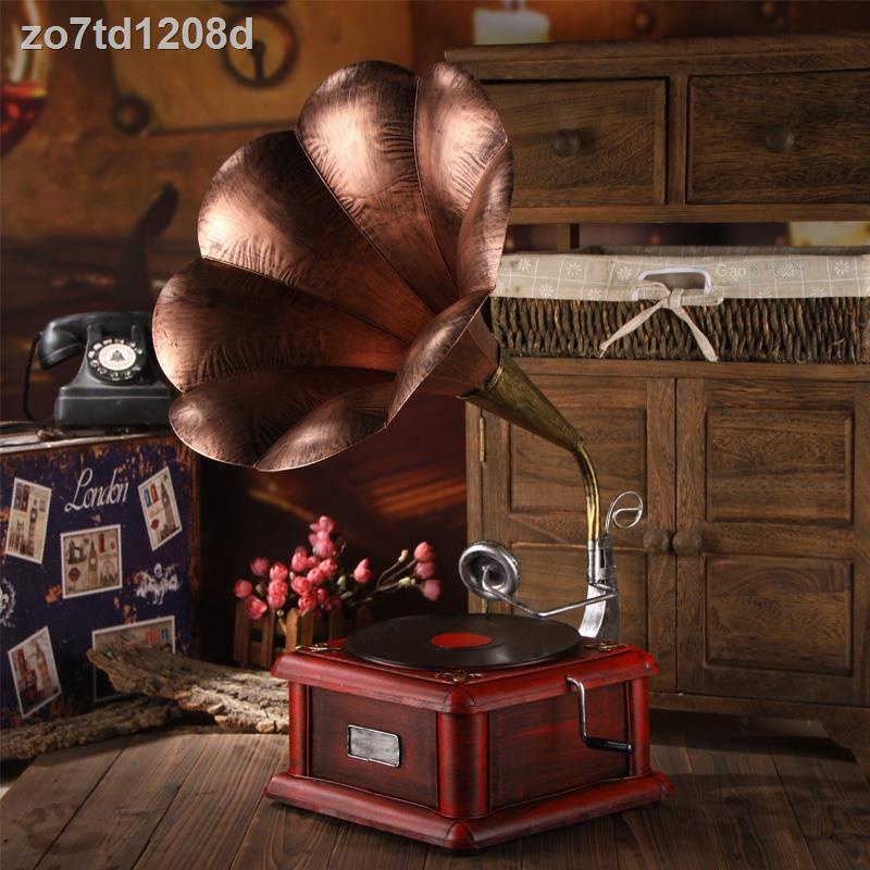 ▼❄Hoài cổ máy ghi âm điển quay đĩa mô hình trang trí cửa sổ quán cà phê bar phòng khách đạo cụ chụp ảnh