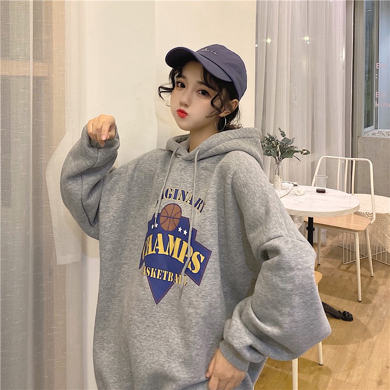 Áo hoodie nữ form rộng, áo hoodie nữ form rộng oversize có mũ màu xanh mặc nhà đi chơi đi học ulzzang hàn quốc | BigBuy360 - bigbuy360.vn