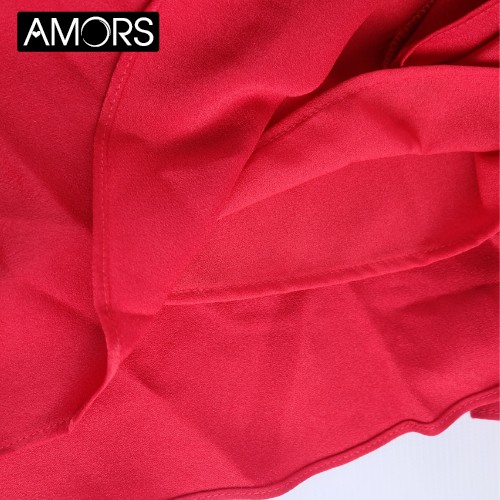 Váy đầm cổ tim nhún hông đuôi cá màu đỏ AMORS V016