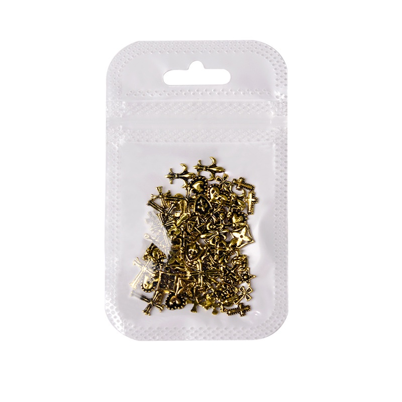 Set 100 Phụ Kiện Trang Trí Móng Tay Nghệ Thuật Bằng Hợp Kim Croxin Phong Cách Punk
