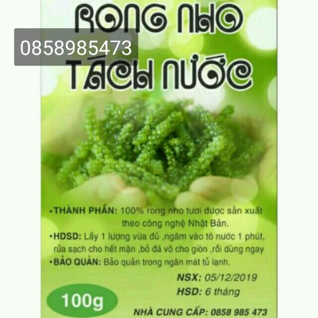 100g rong nho tách nước nở ra thành 300g rong tươi