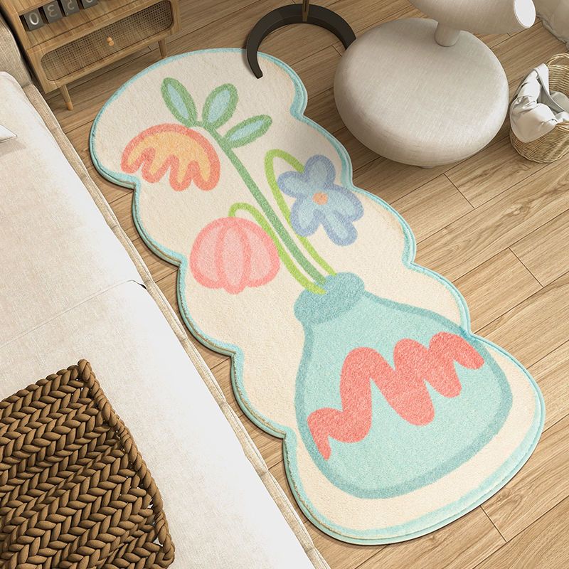 Thảm Nhung Lông Cừu Lót Sàn Chống Trượt Họa Tiết Hoa Xinh Xắn