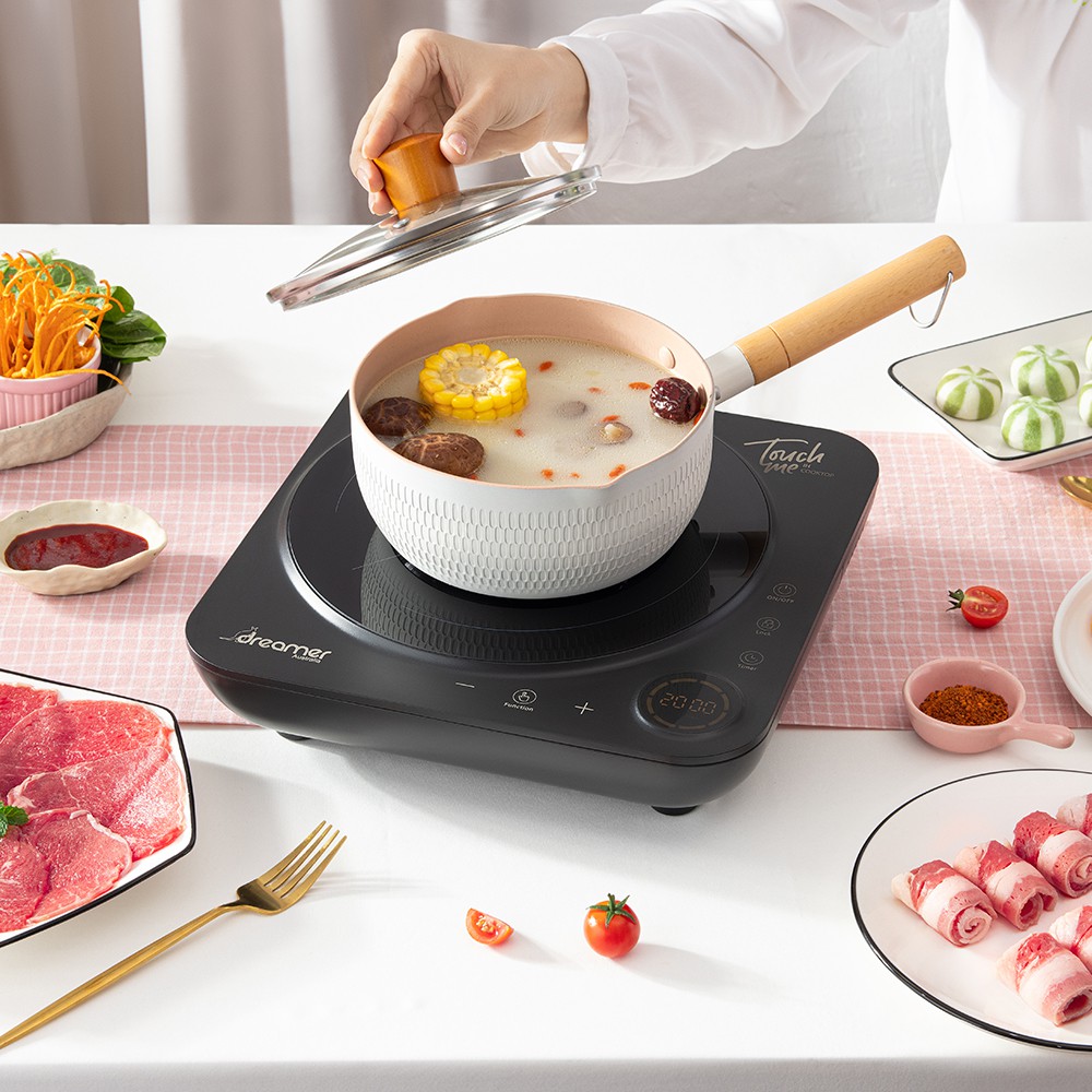 Bếp Từ Đơn Dreamer DC-IH01 Đen 2200W, Chống Tràn, Cảnh Báo Nhiệt Dư, Khóa Trẻ Em, Bảo Hành 12 Tháng-