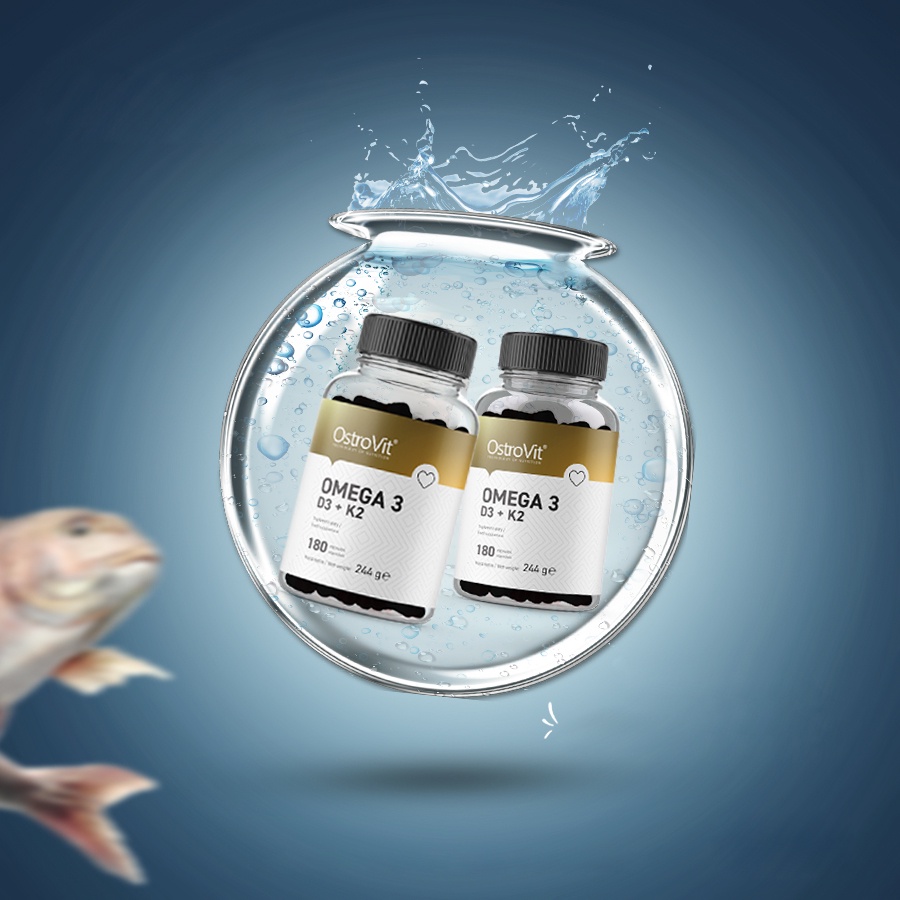 Viên Dầu Cá OSTROVIT OMEGA3 D3 + K2  - Hỗ Trợ Xương Khớp, Tốt Cho Tim Mạch, Mắt, Tăng Đề Kháng