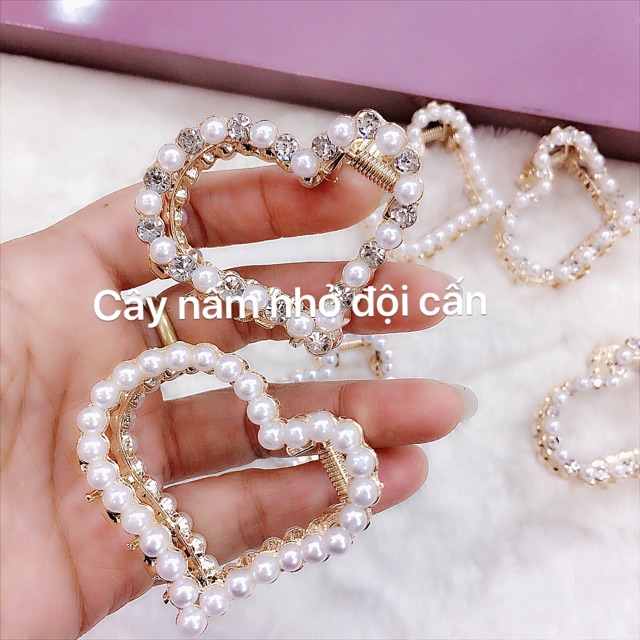 cặp tóc hạt ngọc chữ Cc và hình tim siẻu xinh