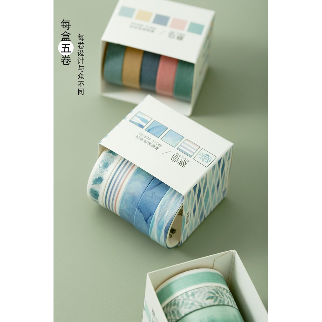 Bộ 5 cuộn băng keo giấy washi tape sáng tạo trang trí nhật ký/album M251